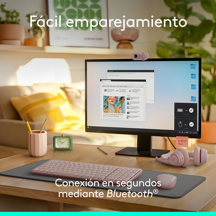 Teclado Inalámbrico Bluetooth Logitech K250 Rosado Rosa Español España 2