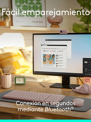 Teclado Inalámbrico Bluetooth Logitech K250 Rosado Rosa Español España