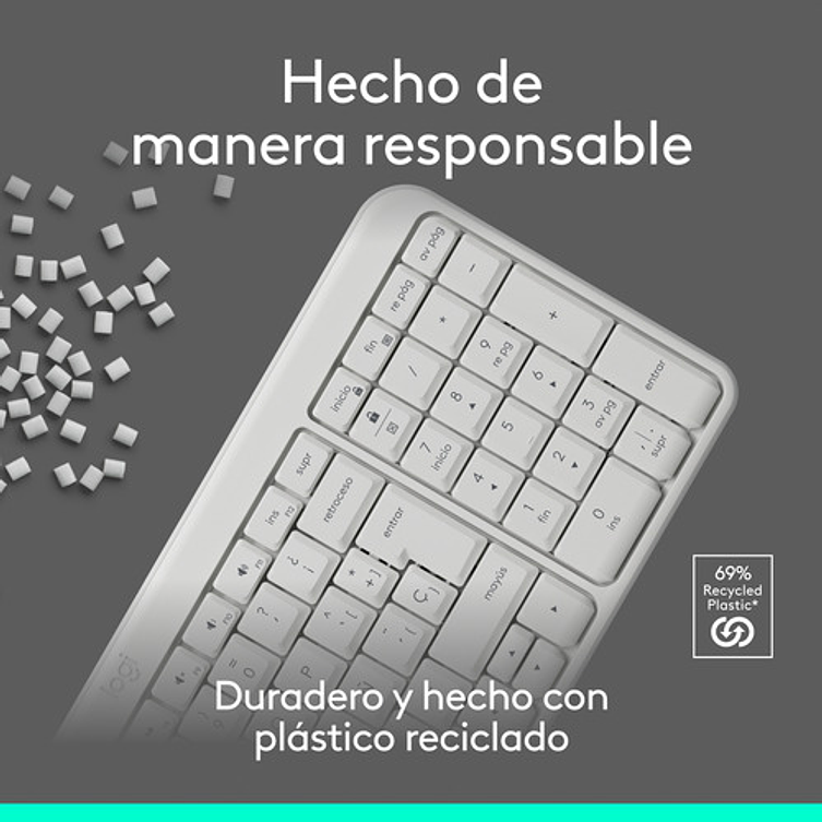 Teclado Inalámbrico Bluetooth Logitech K250 Blanco Blanco Español España 6