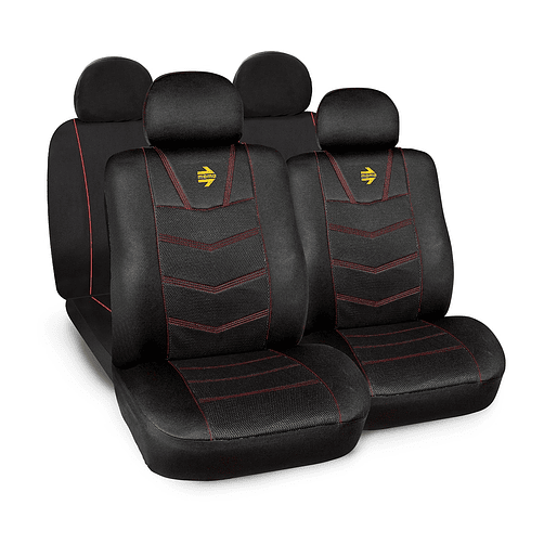 Funda De Asientos Momo 10pcs Poliester Suave Negro Rojo 1