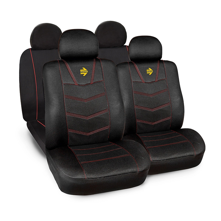 Funda De Asientos Momo 10pcs Poliester Suave Negro Rojo 1