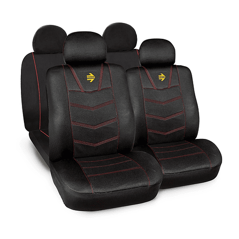 Funda De Asientos Momo 10pcs Poliester Suave Negro Rojo