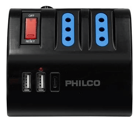 Extensión Alargador Ac/usb-c 3.0 Philco 2044N Negro