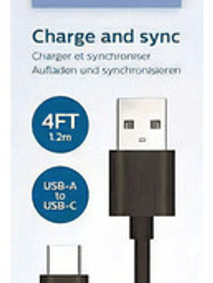 Cable Usb Philips A Usb-c 1.2 Mts Dlc3104a Color Negro