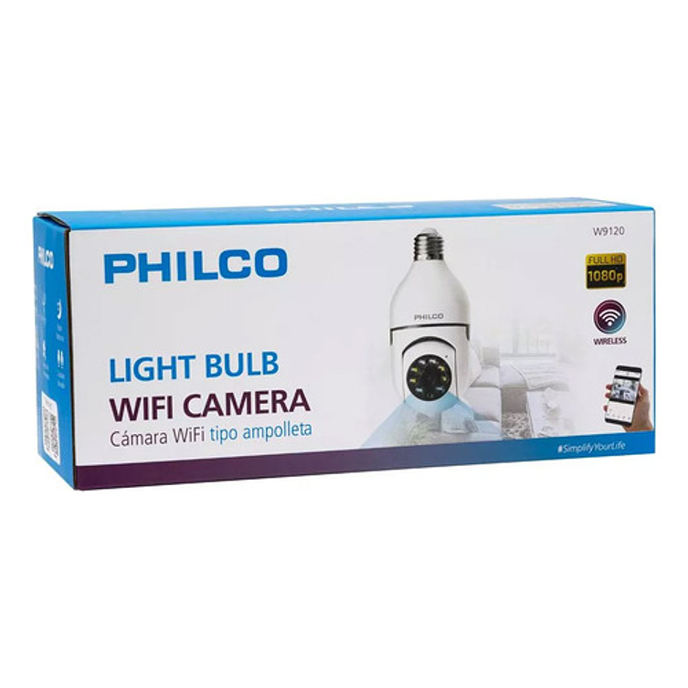 Cámara Seguridad Cctv Wifi Tipo Ampolleta 2mp W9120, Philco Color Blanco 1