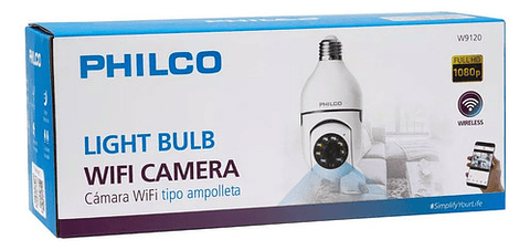 Cámara Seguridad Cctv Wifi Tipo Ampolleta 2mp W9120, Philco Color Blanco