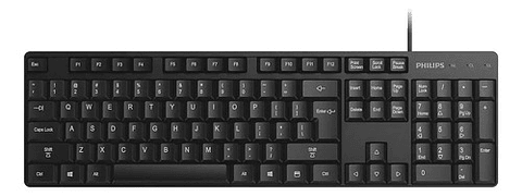 Teclado Qwerty Philips K254 Usb 104 Teclas 1.5m Cable Negro Español Latinoamérica