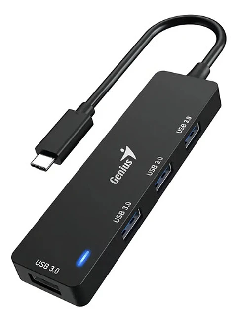 Hub Usb 3.0 Genius Uh-400 De 4 Puertos Color Negro