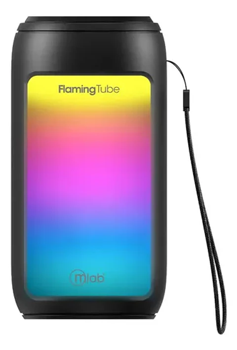 Parlante Tws Flaming Tube Portátil Microlab Bluetooth Fm Usb Luces Led Negro