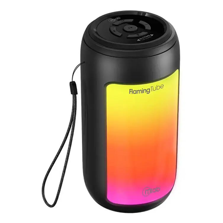 Parlante Tws Flaming Tube Portátil Microlab Bluetooth Fm Usb Luces Led Negro 3