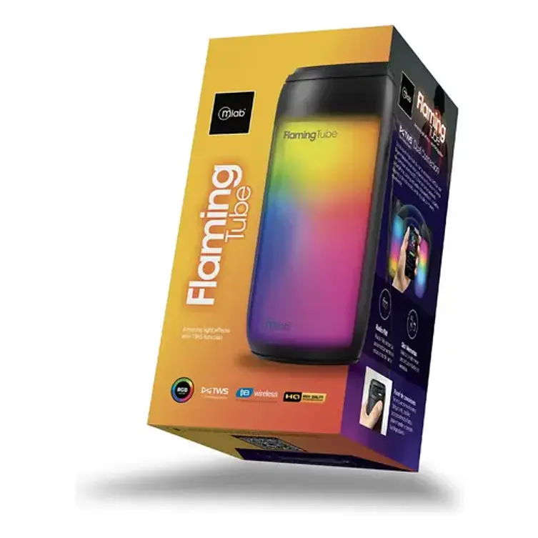 Parlante Tws Flaming Tube Portátil Microlab Bluetooth Fm Usb Luces Led Negro 8