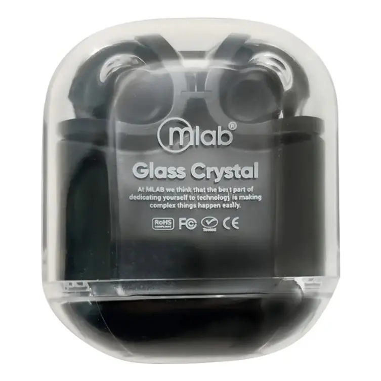 Audifono Tws Glass Crystal Silicon Case Mlab 9353 Negro Negro 4