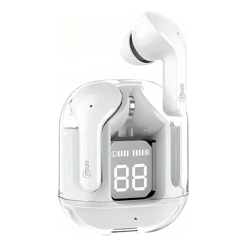 Audifono Tws Glass Crystal + Silicon Case Black Mlab 09354 Color Blanco 1