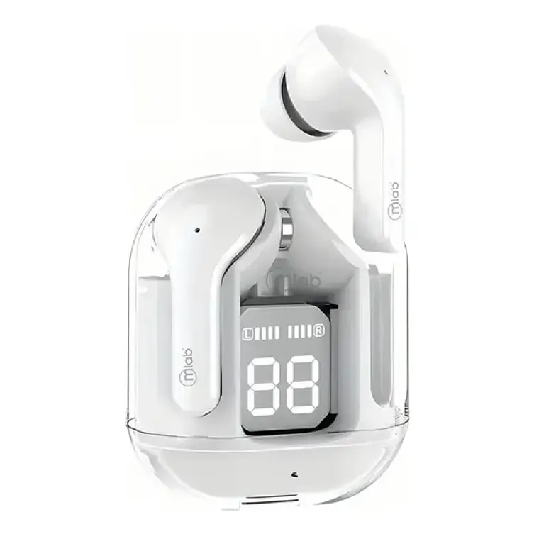 Audifono Tws Glass Crystal + Silicon Case Black Mlab 09354 Color Blanco 1