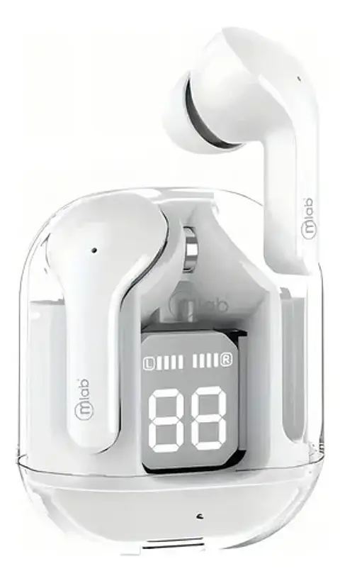 Audifono Tws Glass Crystal + Silicon Case Black Mlab 09354 Color Blanco