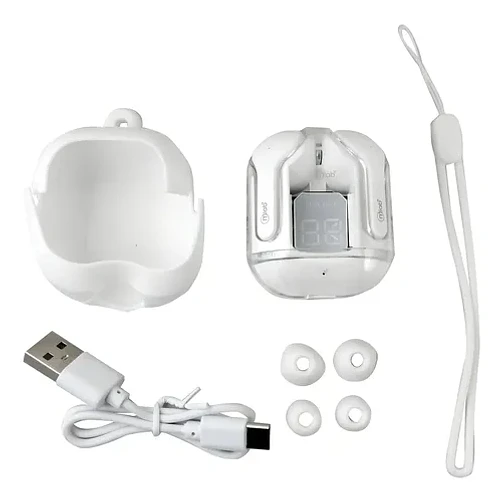 Audifono Tws Glass Crystal + Silicon Case Black Mlab 09354 Color Blanco 3