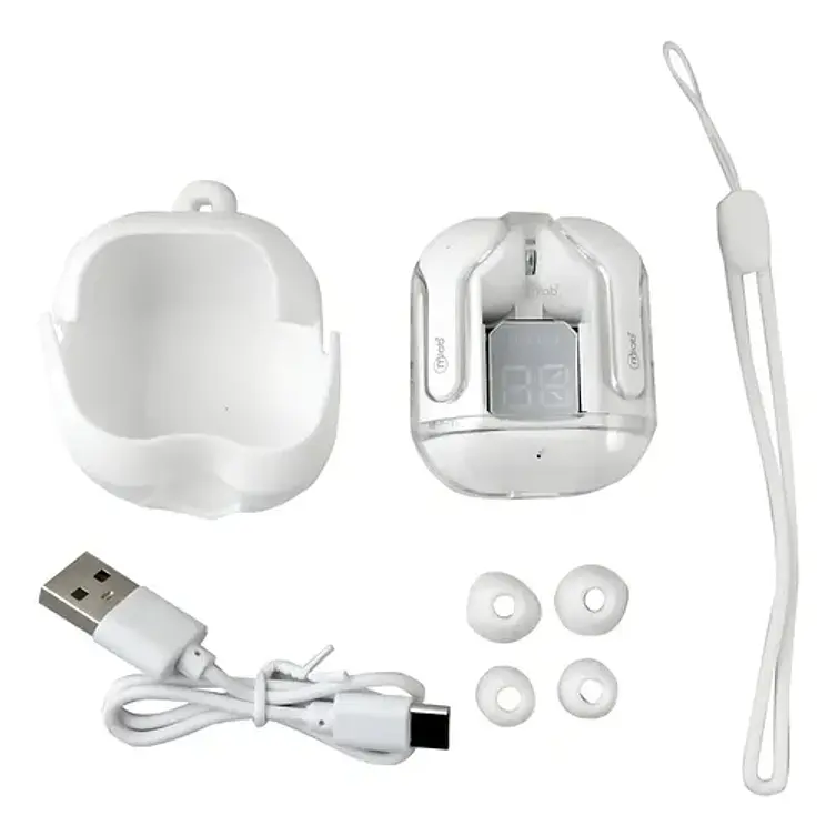 Audifono Tws Glass Crystal + Silicon Case Black Mlab 09354 Color Blanco 3