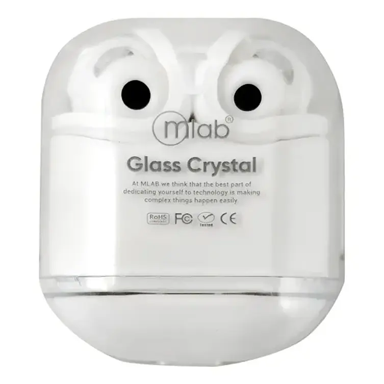 Audifono Tws Glass Crystal + Silicon Case Black Mlab 09354 Color Blanco 4