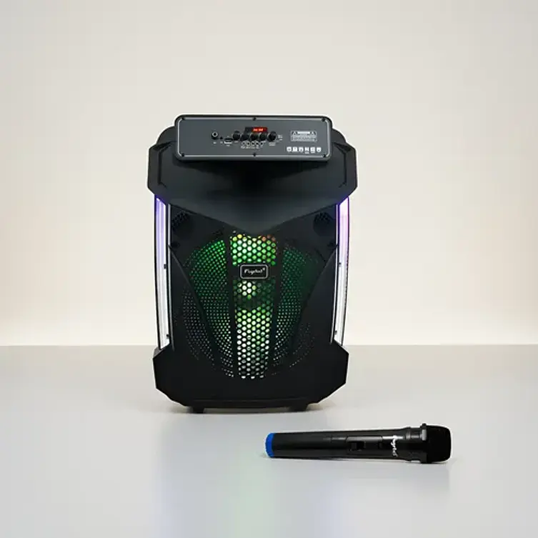 Parlante Karaoke De 15'' Rgb Recargable + Micrófono Inalámbrico Color Negro 3