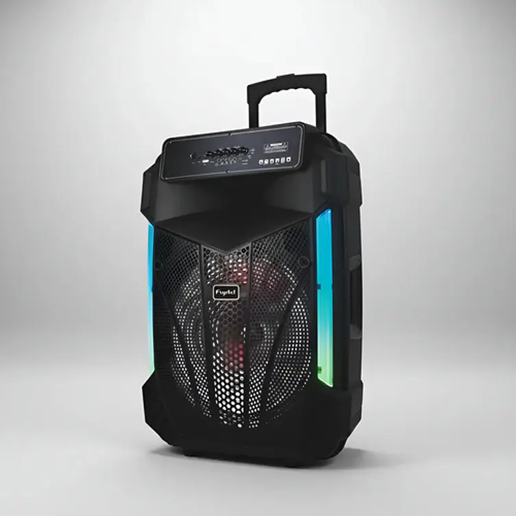 Parlante Karaoke De 15'' Rgb Recargable + Micrófono Inalámbrico Color Negro 9