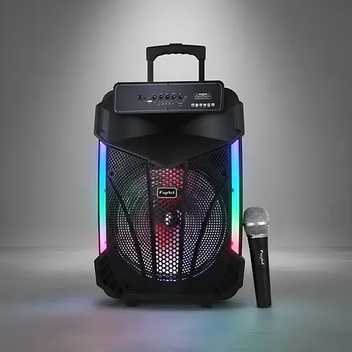 Parlante Karaoke De 15'' Rgb Recargable + Micrófono Inalámbrico Color Negro 10