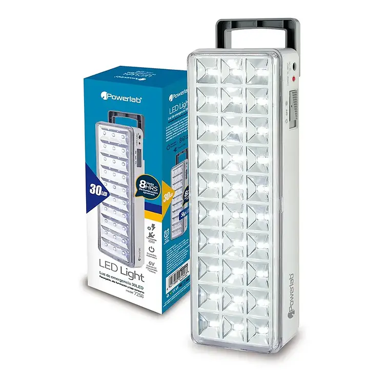 Lámpara de Emergencia LED Con Batería Recargable 30 LEDs 120LUM 5W Powerlab 7258 Color Blanco 3