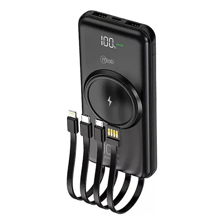 Power Bank Inalámbrico Mlab 10000mAh Carga Rápida USB-C Negro 1