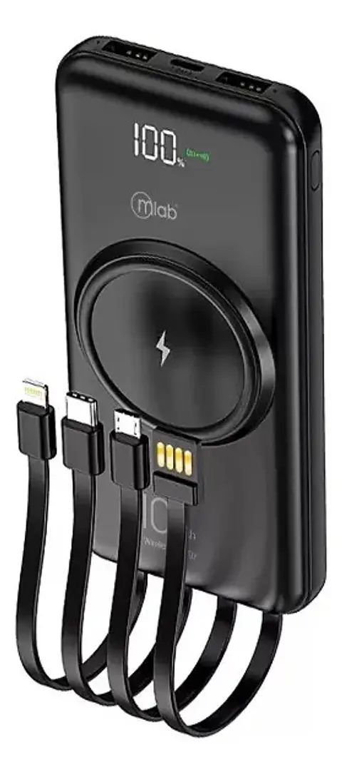 Power Bank Inalámbrico Mlab 10000mAh Carga Rápida USB-C Negro