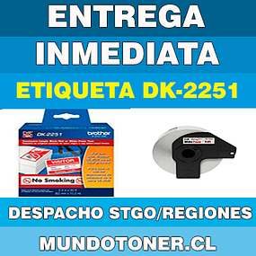 ETIQUETA BROTHER DK-2251 62MM X 15.2 MTS TEXTO NEGRO Y ROJO SOBRE FONDO BLANCO