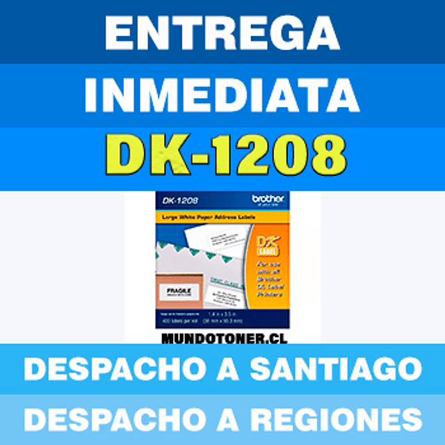 ETIQUETA BROTHER DK-1208 38MM x 90.3MM 400 ETIQUETAS