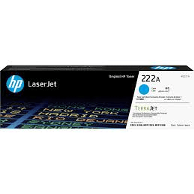 Toner HP W2221A 222A Cyan Original 1.200 Pág. LaserJet Pro 3303FDW | MundoToner Chile