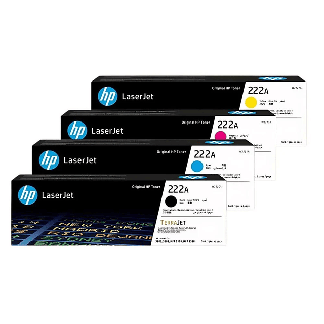 Pack Tóner HP 222A Original 4 Colores (Negro, Cyan, Magenta, Yellow) | MundoToner.cl