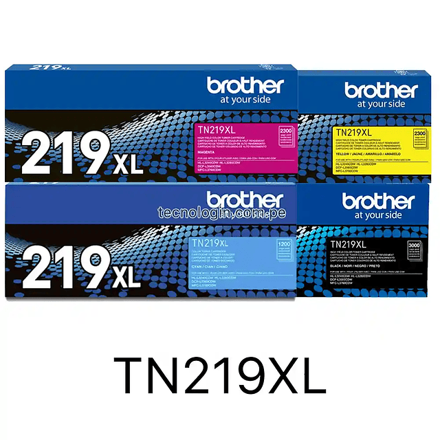 Pack Toner Brother TN-219XL Alto Rendimiento 4 colores | Entrega Inmediata Stock en chile