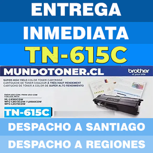 Tóner Brother TN-615C Cyan Original 1.800 Páginas | MFC-L8970CDW HL-L8570CDW