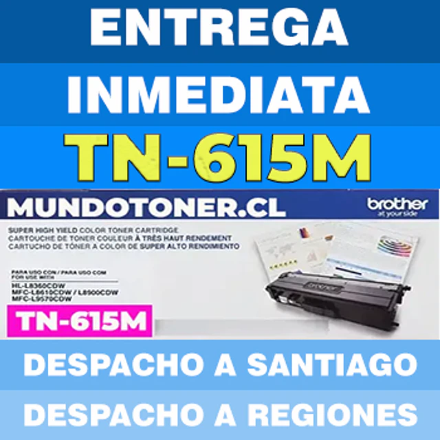 Tóner Brother TN-615M Magenta Original 1.800 Páginas | MFC-L8970CDW HL-L8570CDW