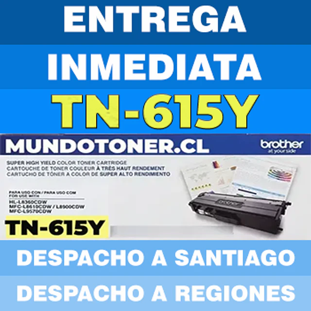 Tóner Brother TN-615Y Yellow Original 1.800 Páginas | MFC-L8970CDW HL-L8570CDW