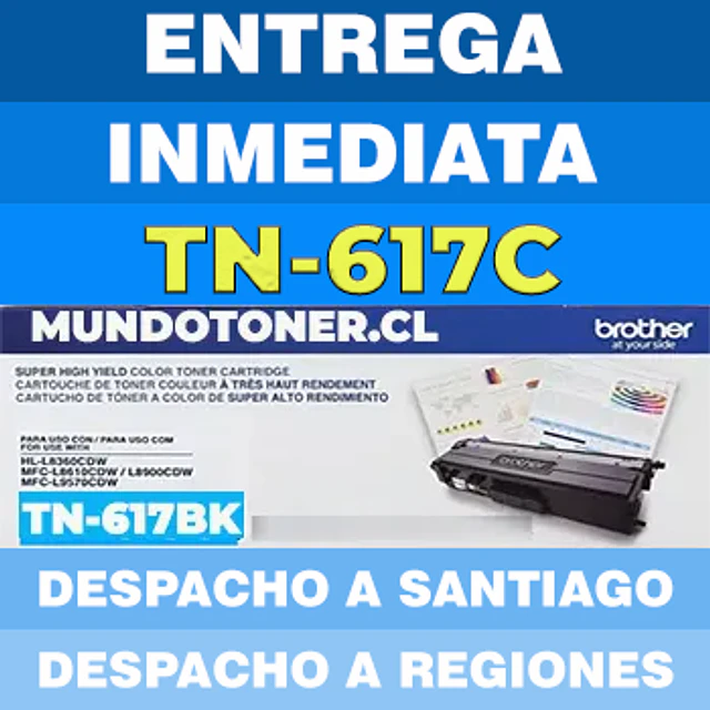 Tóner Brother TN-617C Cyan Original 10.000 Páginas | MFC-L8970CDW HL-L8570CDW