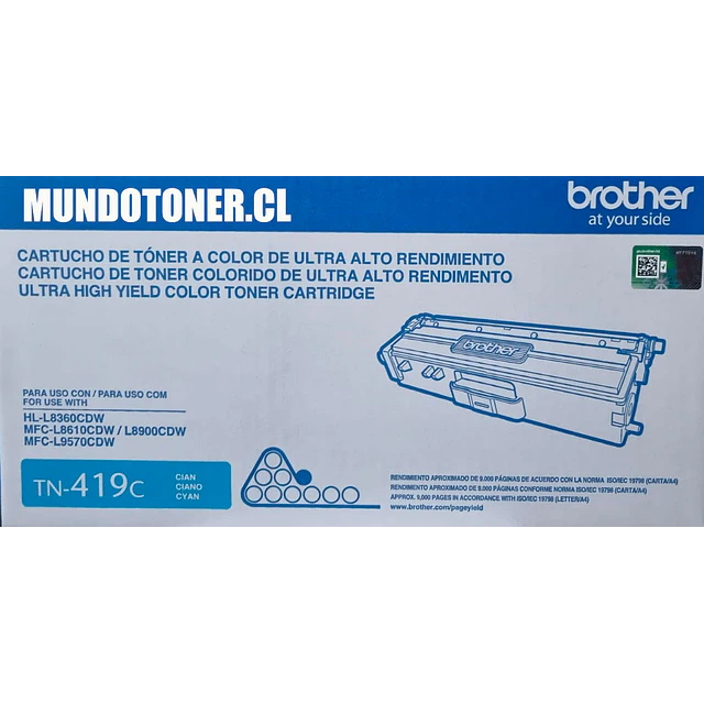 Toner Brother TN-419C Cyan original  HL-L8360CDW / MFC-L8900CDW 9.000 PAGINAS