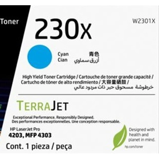 Toner HP W2301X 230X Cyan 5.500 pag. Original 4203DF 4303FDW