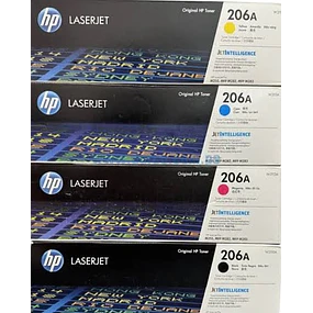 PACK 4 TONER HP 206A NEGRO CYAN MAGENTA YELLOW ORIGINALES M283FDW