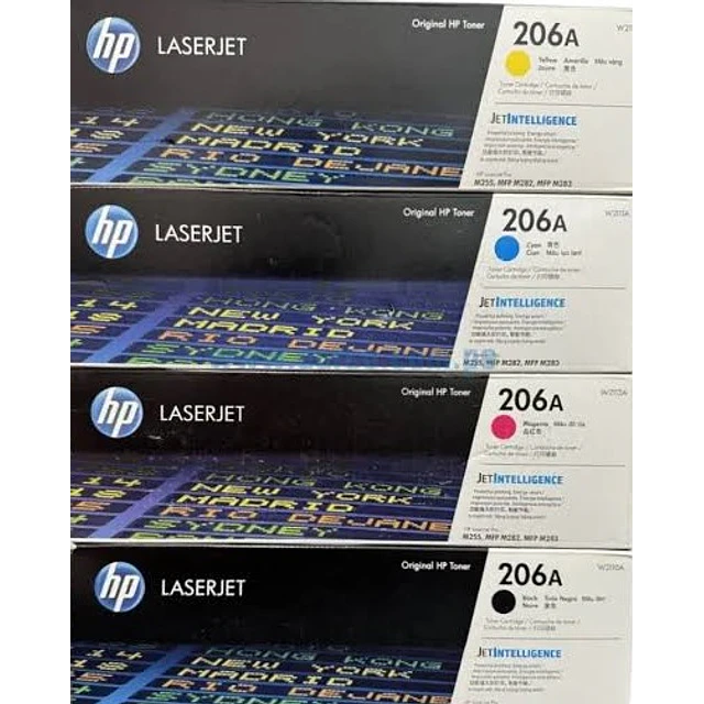 PACK 4 TONER HP 206A NEGRO CYAN MAGENTA YELLOW ORIGINALES M283FDW