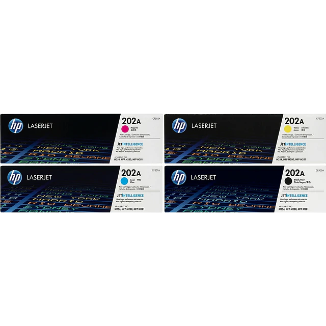 Pack 4 Toner HP 202A Original Negro Cyan Magenta Yellow M254 - MFP M280- MFP M281