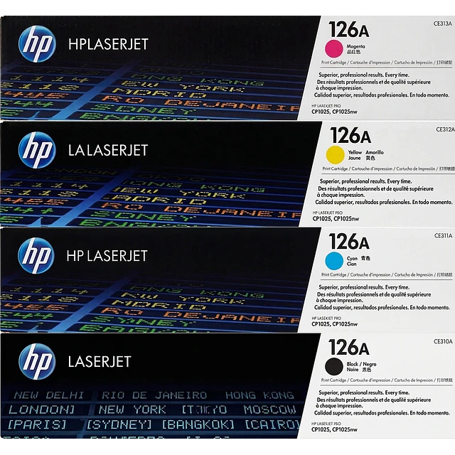 Pack 4 Toner HP 126A Negro Cyan Yellow Magenta CP1025