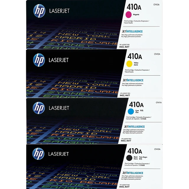 Pack 4 Toner HP 410A Negro Cyan Yellow Magenta Original 2300 Pag. M452 M477