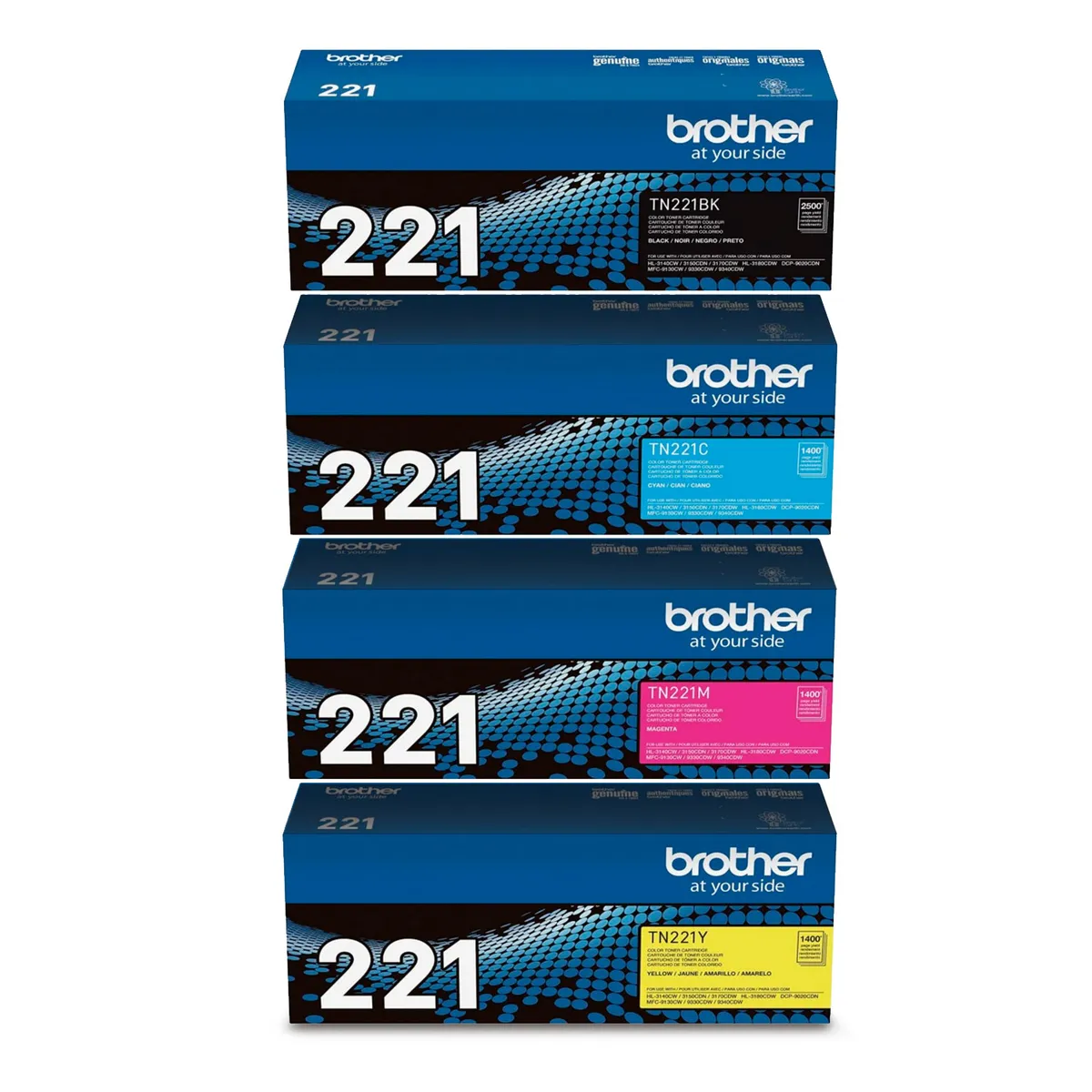 Pack TN-221 · 4 colores para Brother HL-3150CDN