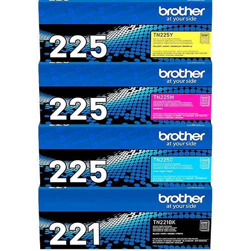 Pack 4 toner TN-225 Brother Negro Cyan Magenta Yellow