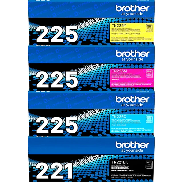 Pack 4 toner TN-225 Brother Negro Cyan Magenta Yellow