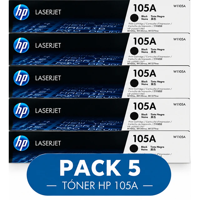 PACK 5 TONER HP W1105A 105A ORIGINAL 107 137FNW