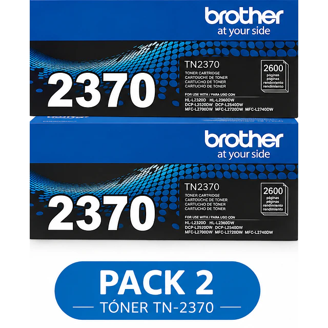 PACK 2 TONER BROTHER TN-2370 NEGRO ORIGINAL