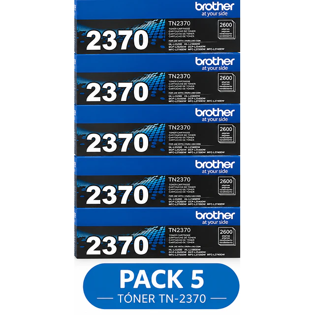 PACK 5 TONER BROTHER TN-2370 NEGRO ORIGINAL